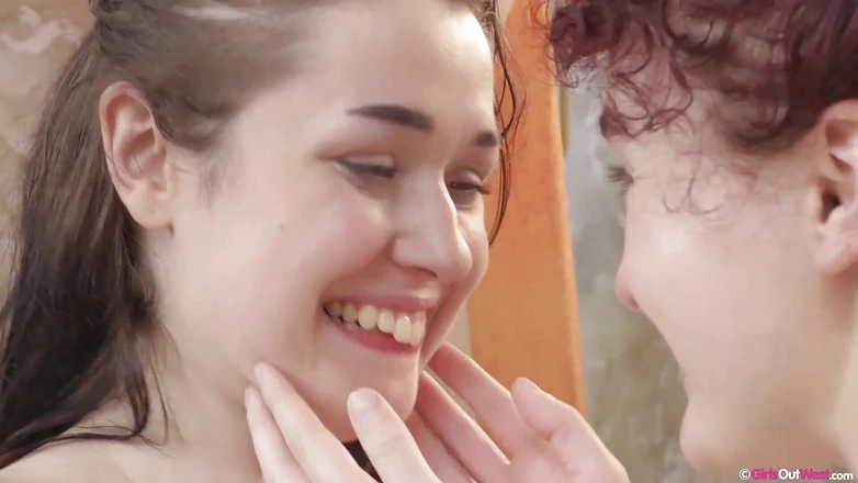 Girls Out West: Brunette with hairy armpits Casey licked and rimmed by redhead...