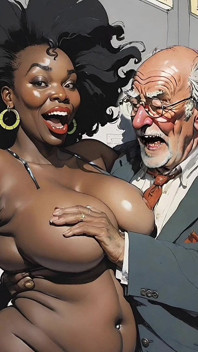Elite Cuckold Club: Mistress Ebony BBW Realizando os Sonhos de Velhos Cornos Ricos. Desenho animado - romance visual