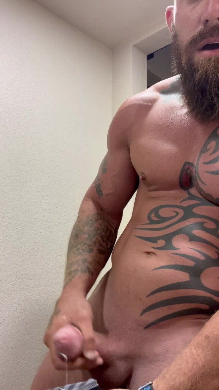 Viking solo: Tattooed Viking Flexes While Stroking for You