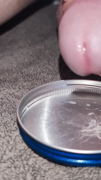 Play, Edge and Leak Lots of Sperm Precum Spunk. Close up Thick Cum Load. Swallow My Own Load