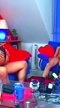 Two Horny Babes Sharing Throbbing Cock in Steamy Orgy