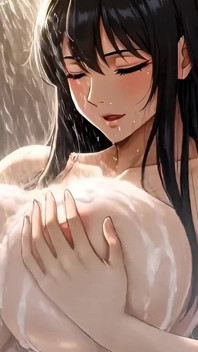 La ducha en solitario de la madrastra - apretando sus enormes tetas bajo agua caliente