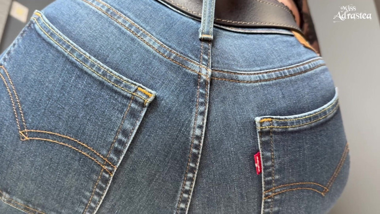 Miss Adrastea: Cum Hard Under My Ass in Jeans! Jeans Fetish with...