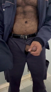 Security Guard Ejaculated on His Work Uniform in a Public Restroom.