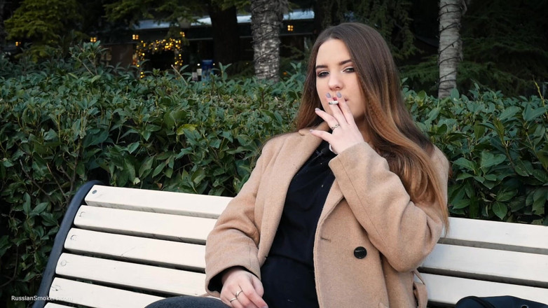 Russian Smokers: Russian Girl Spends Her Lunch Break Smoking 3 Cigs in a...