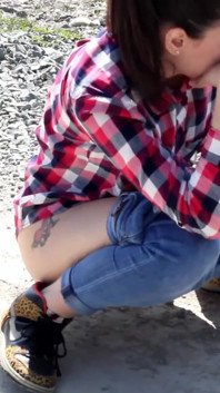 Shy Teen Pee on a Dirt Road