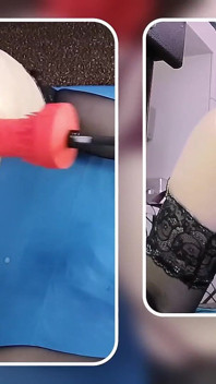Gros gode, masturbation anale sur la machine à baiser