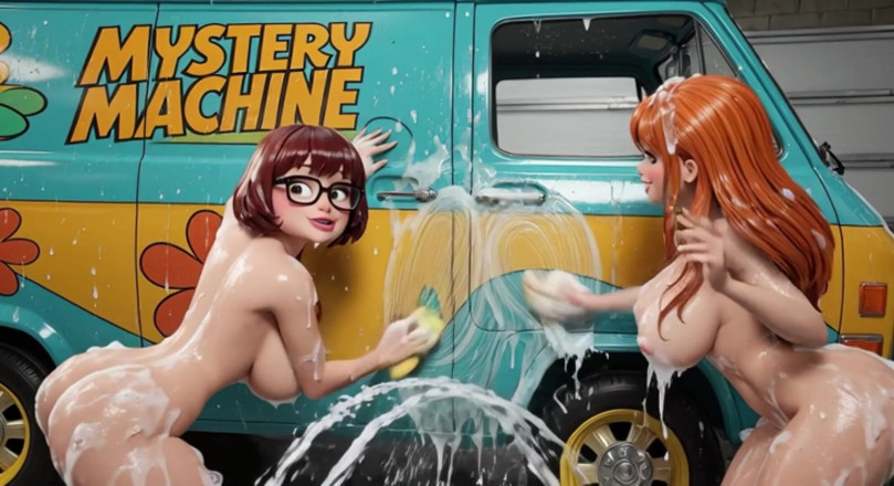 My night collection: Velma dan Daphne Menikmati Basuh Kereta Bogel Bersabun Sensual, Membersihkan...
