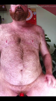 Hairy Ftm Rides a Chair Dildo