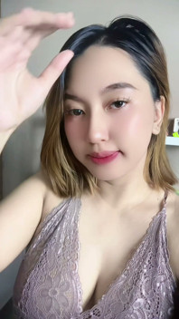 Blonde Asian Girl Masturbating with Milk