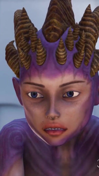 Bald head slave girl fucked by Hell princess in the cave on the exoplanet