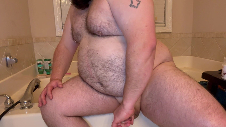 Chubby Freak: Baculatý táta Stroking, Pomocí kouření Hračka a Anální kolík