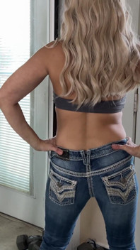 Milf low rise jeans zkoušení a protahování