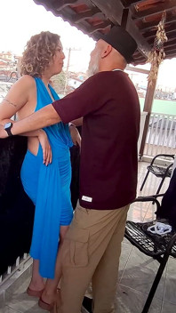 Real Couple Grinding and Getting Naughty on the Balcony.