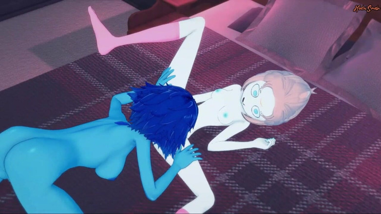 Hentai Smash: Crystal Gems Pearl and Lapis have lesbian sex on a...
