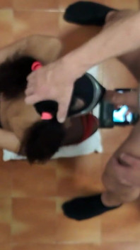 MILF in Pantyhose, Pigtails, Big Tits, Bondage Blowjob with Throatpie