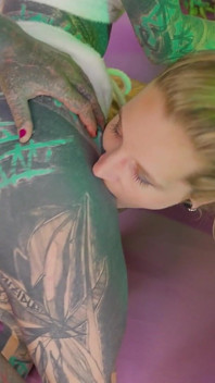 Tattoo Alternative Anal Sluts Share a Black Tattooed Cock 