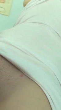 Hot brunette with small natural tits lets her tight shaved pussy get fucked by an older doctor