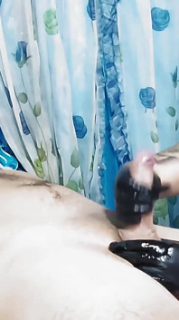 Latex Gloved Mistress Ruins Bound and Gagged Slaveboy's Orgasms Twice!
