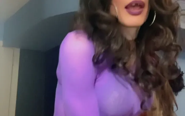 Lisa Luvly: Transparent Purple Top with Purple Stockings