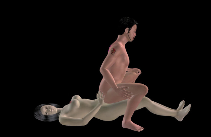 RenderLust: Animerad 3D -porr - asiatisk man som rider rem på i rövad av...