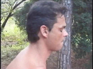 Shemale videos: Cougar ebony shemale fuckign Latino twink in forest