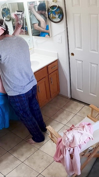 Stepson Caught on Camera Being More Than Just Helpful with Stepmom Dressing in the Bathroom