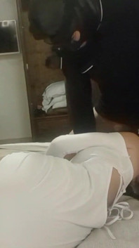 Bound and Hooded with Pantyhose and Heels, I Have My Mouth Fucked for 20 Minutes with Oral Creampie