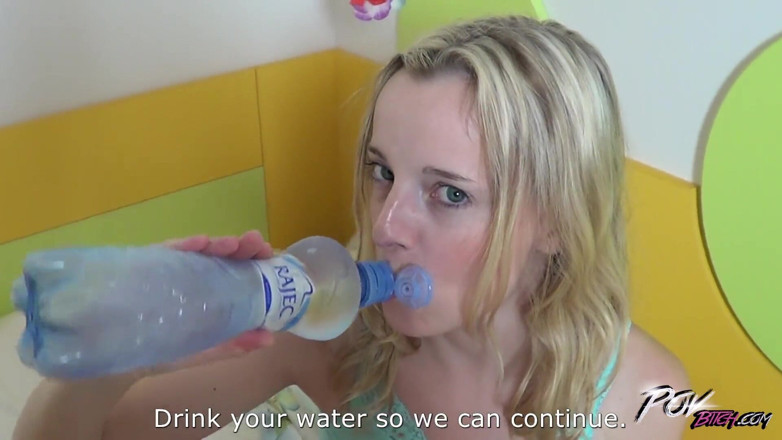 POV Bitch: Shy skinny blonde teen creampied by stranger when push his...
