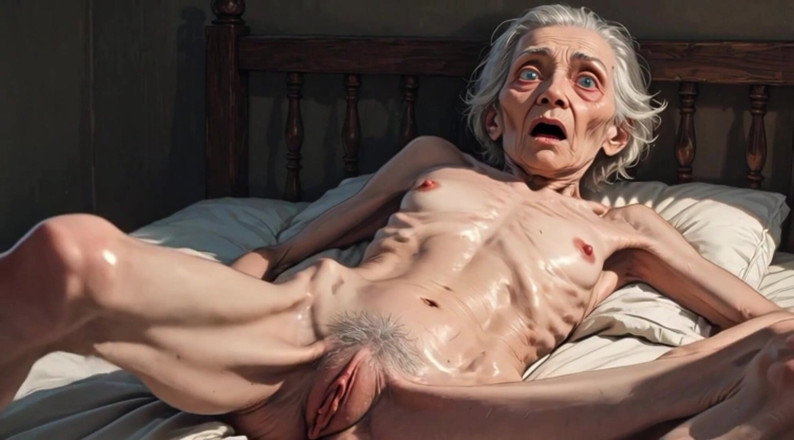 YOUR BEST FANTASY: Extrem dünne alte oma, behaarter busch, masturbation - nasse haarige muschi...