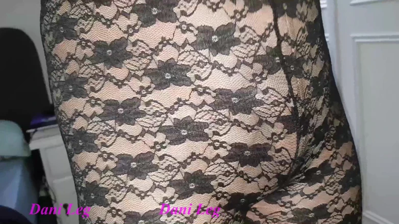 Dani Leg: Black Gipoor Legings on Tan Pantyhose