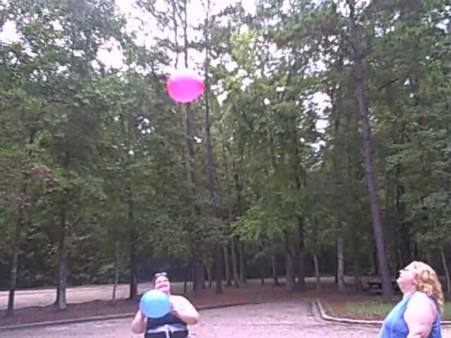 BBW nurse Vicki adventures with friends: BBW gals play volley ball with balloons