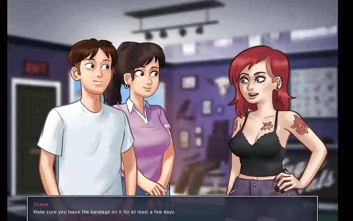Dirty GamesXxX: Summertime saga: girl is making a tattoo on her ass...