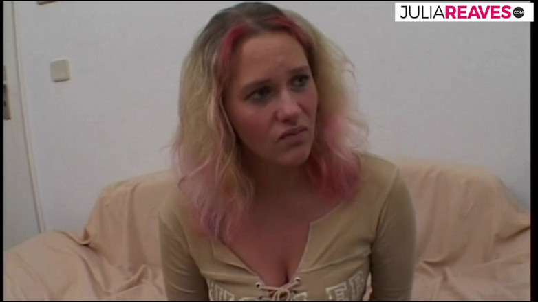 Retro German Casting: The blonde bitch sprayed in the face