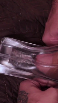 Big Hairy Cock Stepdaddy Fucking a Transparent Fleshlight and Filling It with Cum