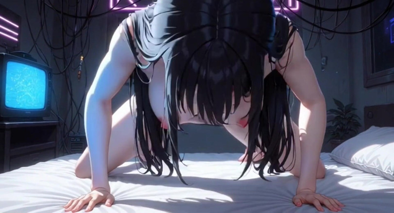 Hot girl dancing: Schattige anime-meisjes die op bed voor je poseren, Ai-animatie