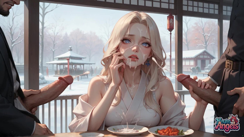 NeuroAngels: 눈 덮인 카페에서 기모노 크림 드립으로 섹시하고 더러운 유혹 - 발정난, 하드코어 포르노!