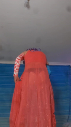 Lizzaali: Teasing in My Pink Dress and Stockings and Stripping It