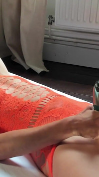 Squirt in Orange Dress