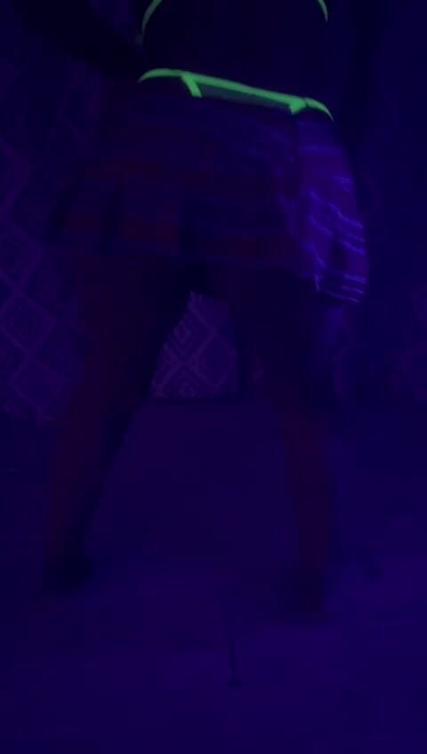 Caramela Sluty Wife: Twerking Perfect Body Short Skirt Neon Lingerie Close up MILF...