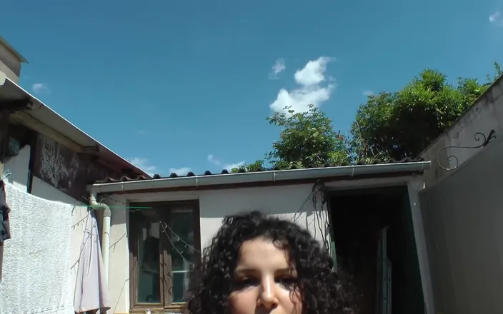 Paris Jango: Busty Girl with Big Tits Masturbates in the Garden