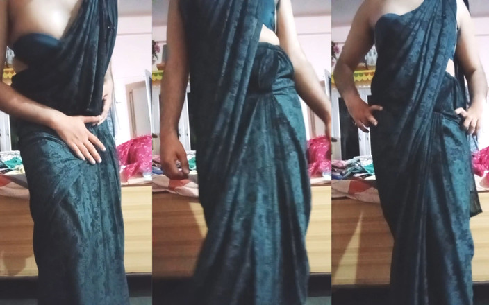 Gaurisissy: Indian Gay Crossdresser Gaurisissy Looking Hot in Black Saree