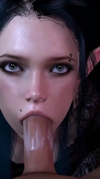 Hete gothic elf geven een pijpbeurt in pov | 3D-porno