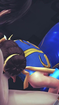 Chun Li Street Fighter 6 kouření - Sexy Cosplay Anime Girl saje velký penis Deepthroat S výstřikem na obličej a dostane POV šukání prsou