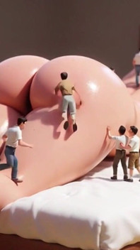 Giantess Body Explored by Tiny Men - Wet Pussy Arousal