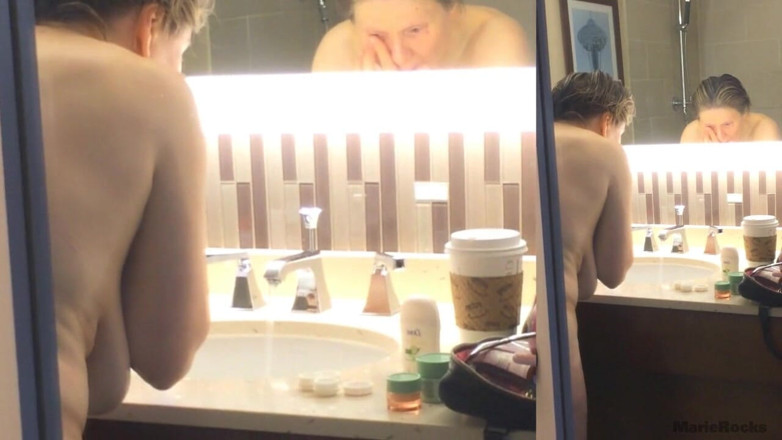 MarieRocks: Curvy GILF is naked in the bathroom again