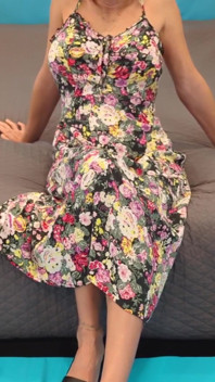 Floral Dress & Black Sandals & Glasses Try on