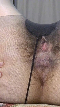 Touffe ouverte et cul poilu en collants (gros plan), facesitting, POV