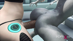 SciFi-X transgender: Горячий секс! Sci-Fi android жестко трахает инопланетянку в операционной на космической станции