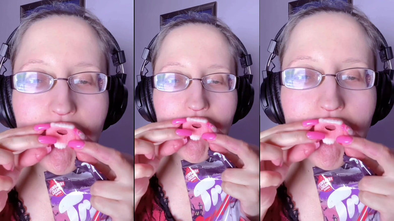 FinDom Goaldigger: Asmr denti candy eating - asmr, occhiali, giar, rossetto, grandi labbra,...